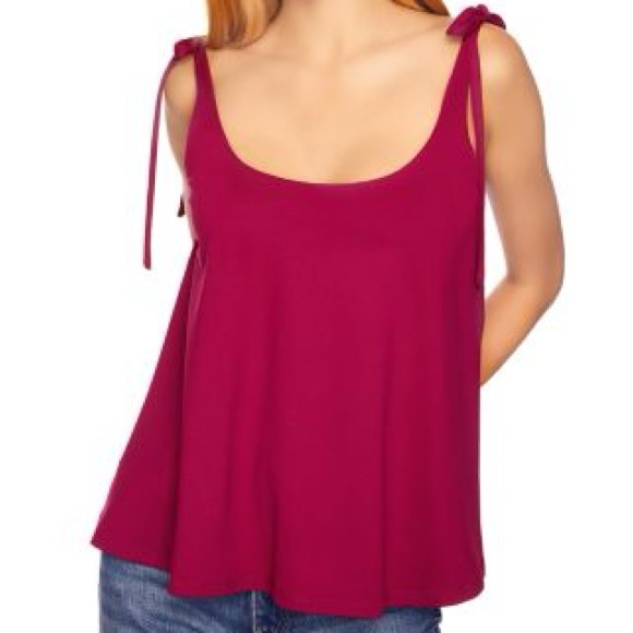 Susana Monaco string tie flare tank raspberry - Picture 1 of 2
